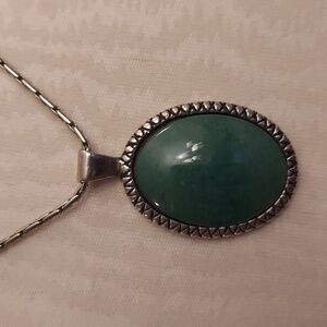 Silver Necklace with Green Pendant